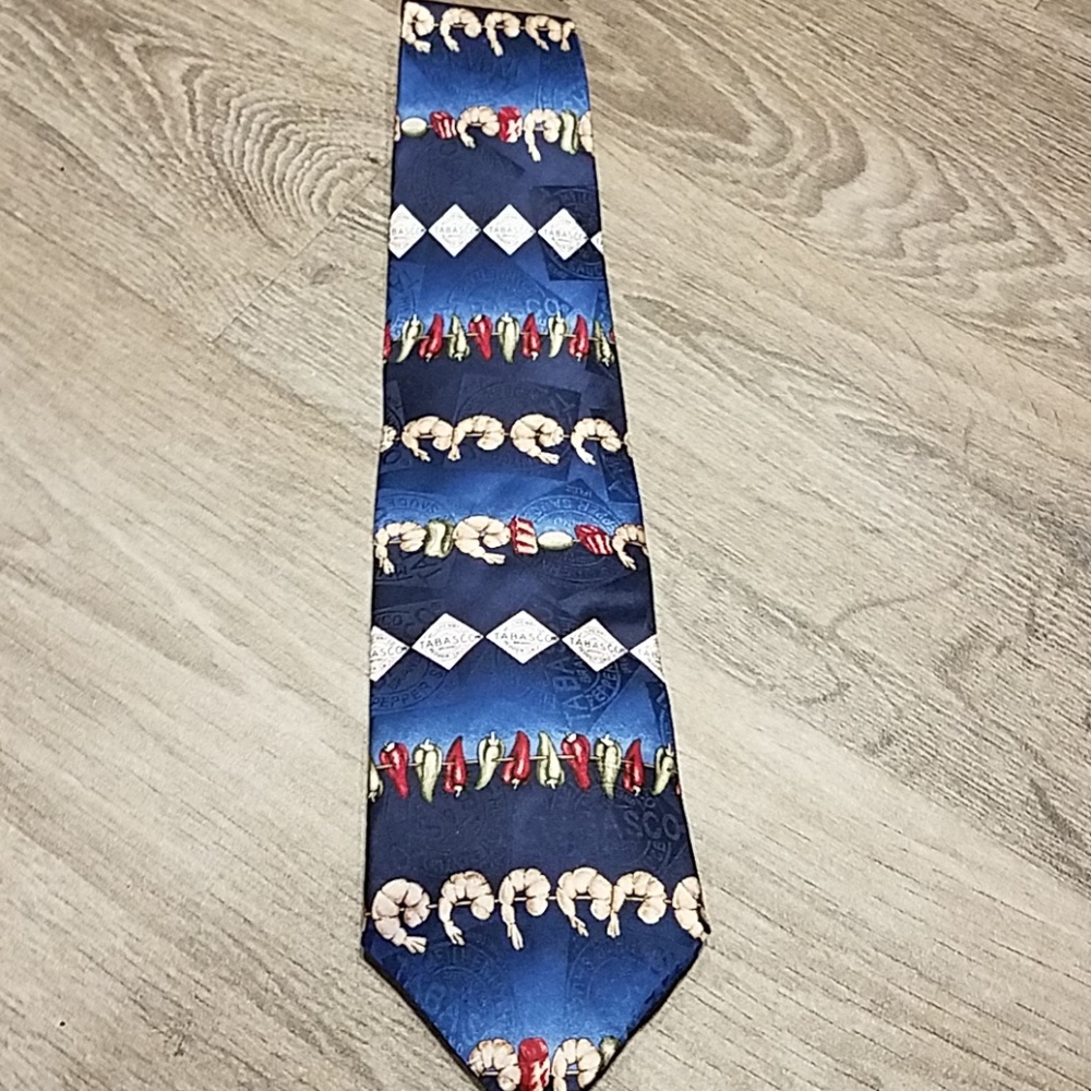 Tabasco Brand Hot Sauce Logo Blue Necktie
